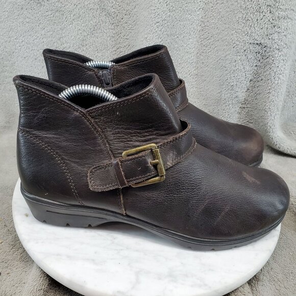 Skechers Shoes Womens Size 8.5 Chocolate Brown Leather Metronome Ankle Boots - Picture 4 of 10